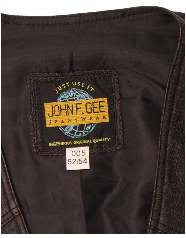 John F Gee Herre lædervest EU 52/44 Large Black