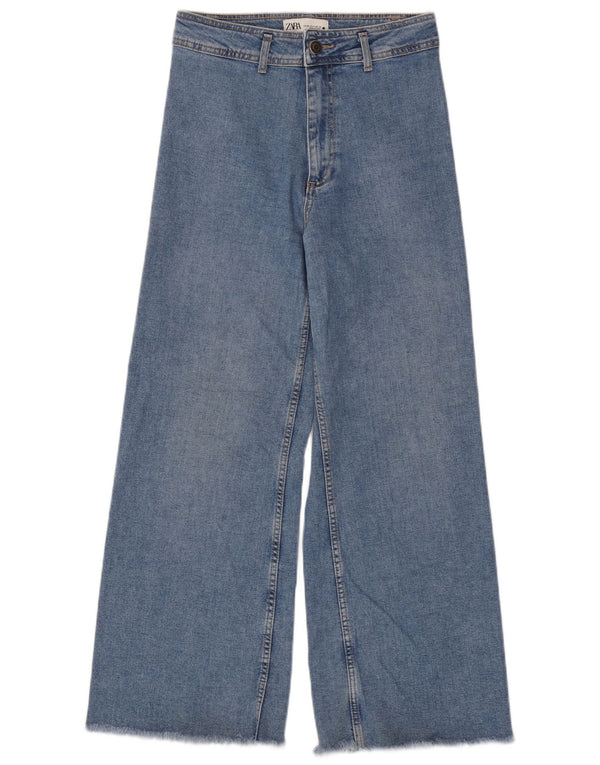Zara Dame Jeans med brede ben EU 38 Small W28 L29 Blå