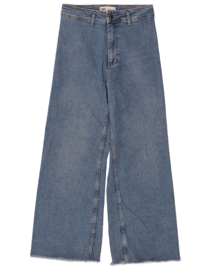 Zara Dame Jeans med brede ben EU 38 Small W28 L29 Blå