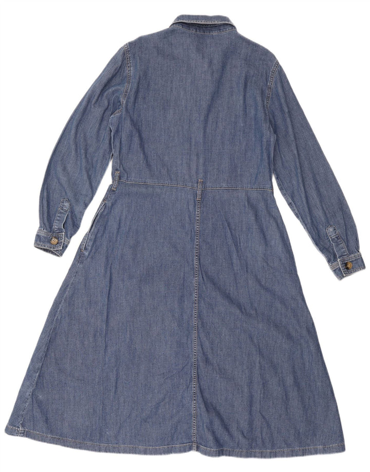 Marks & Spencer Dame Langærmet Denim Kjole UK 12 Medium Blue Cotton