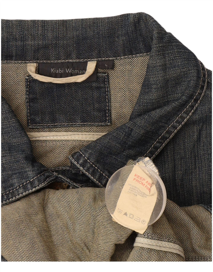 Kiabi Dame Crop Denimjakke UK 14 Stor Blå Bomuld