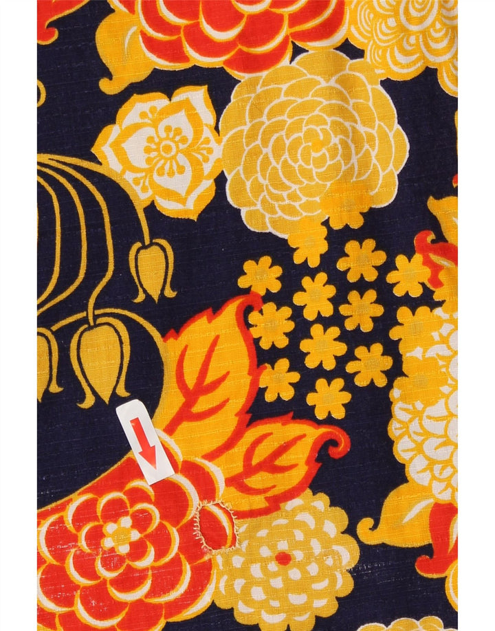 Vintage Kvinders Mini Wrap Nederdel W30 Medium Yellow Floral Retro