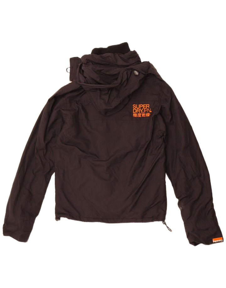 Superdry Windbreaker-jakke med hætte til mænd UK 36 Lille sort nylon