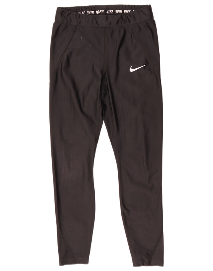 Nike Dame Dri Fit Crop Leggings UK 12 Medium Sort Polyester