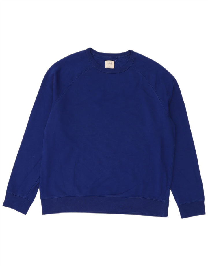 Marks & Spencer Herre Sweatshirt Jumper Stor Blå Bomuld