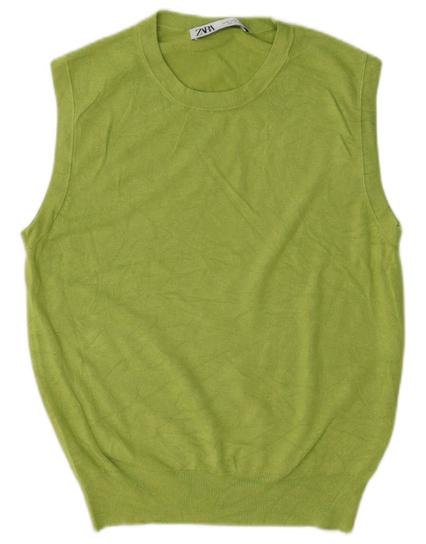 Zara Dame Vest Tank Top UK 18 XL Grøn Viscose