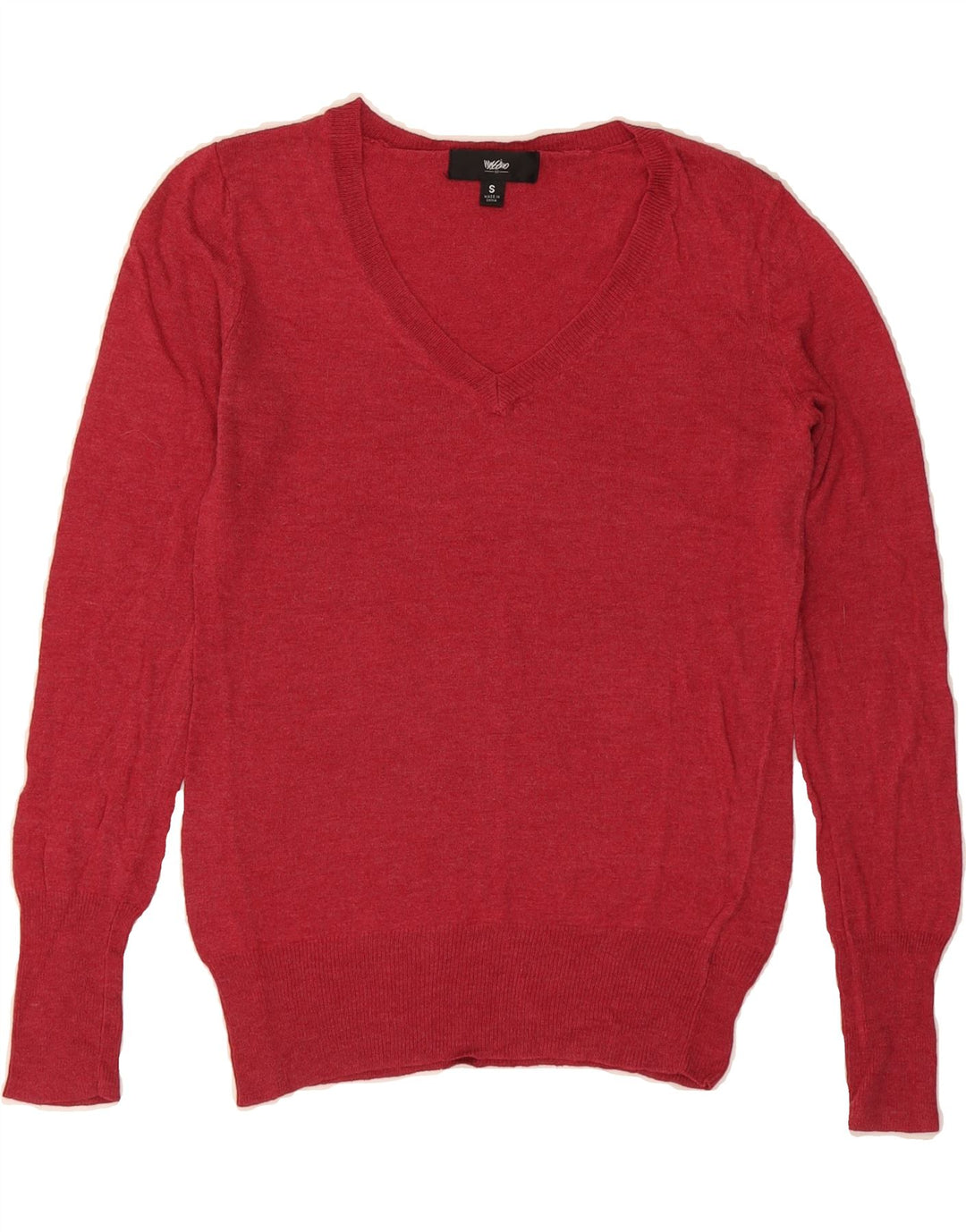 MOSSIMO Womens V-Neck Jumper Sweater UK 10 Small Red Nylon Vintage Mossimo and Second-Hand Mossimo from Messina Hembry 