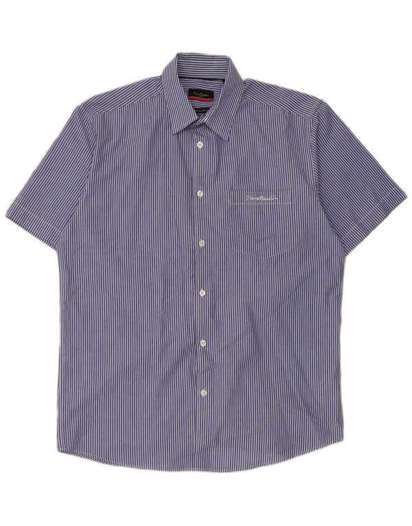 Pierre Cardin Herre kortærmet Regular Fit skjorte Medium Blue Pinstripe