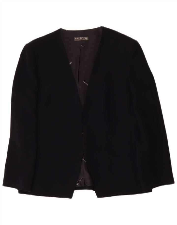 Krizia Poi Dame Blazer Jacket IT 48 XL Navy Blue Polyethylene