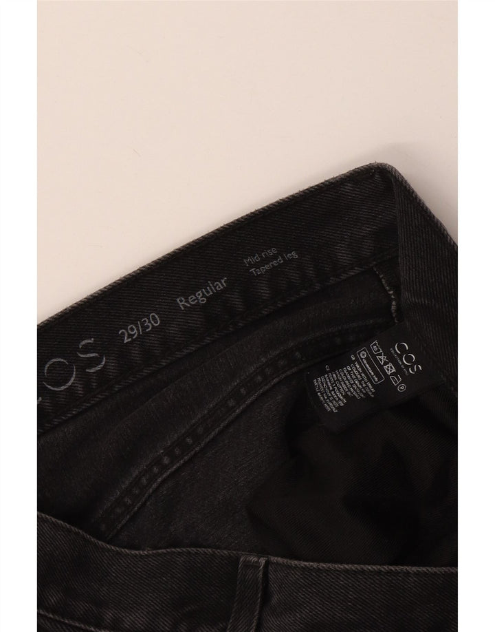 Cos Dame Mid Rise Regular Tapered Jeans W29 L30 Sort Bomuld