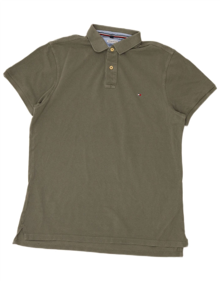 TOMMY HILFIGER Herre Regular Fit Polo Shirt XL Khaki Bomuld