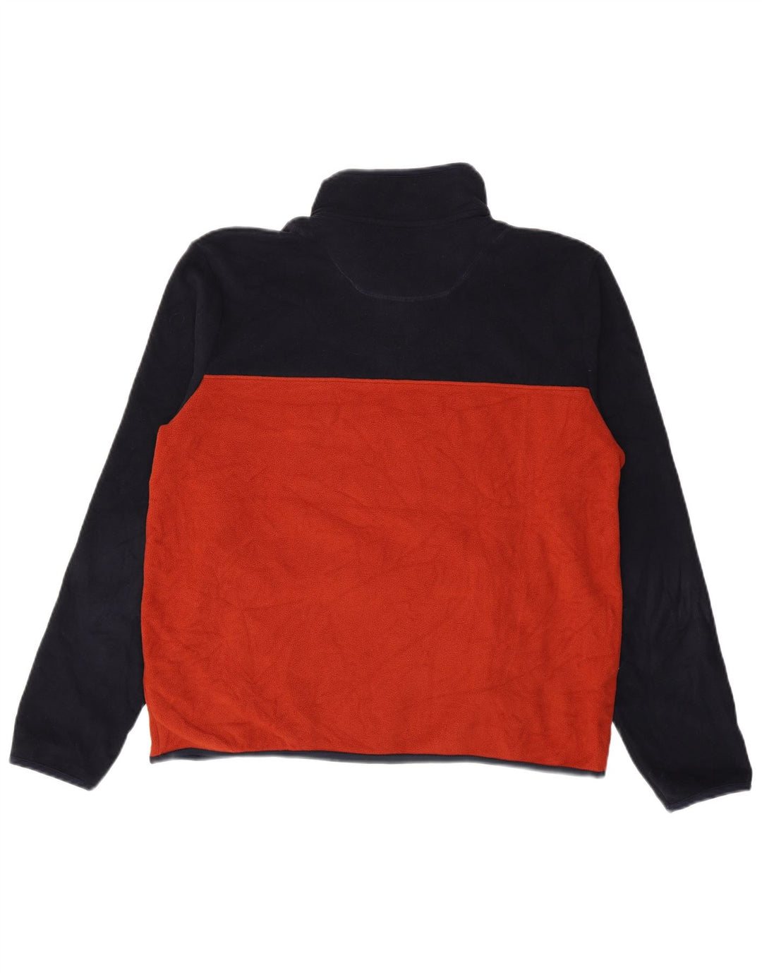 Marks & Spencer Herre Button Neck Fleece Jumper Medium Orange Colourblock