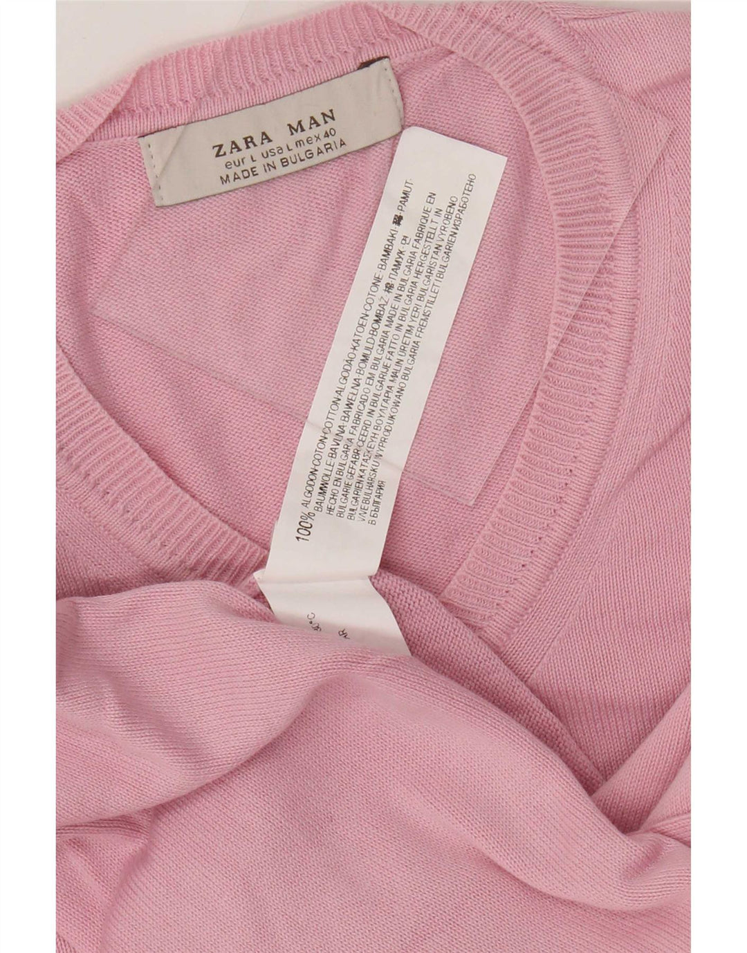Zara Herre V-hals sweater Stor Pink Bomuld