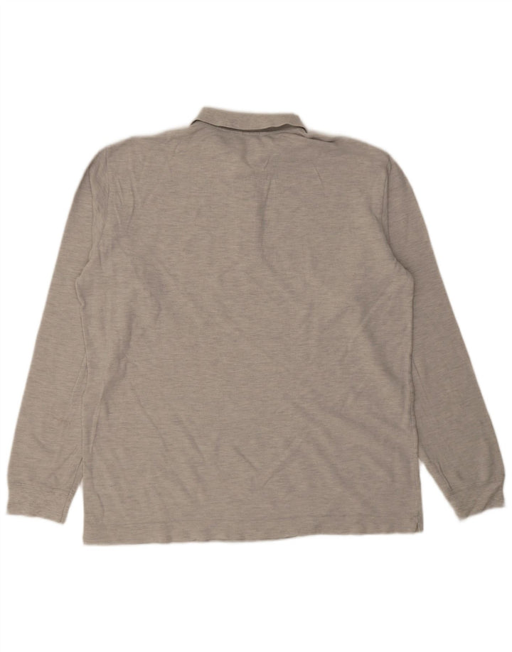 Benetton Langærmet Polo Shirt til mænd XL Grå Bomuld