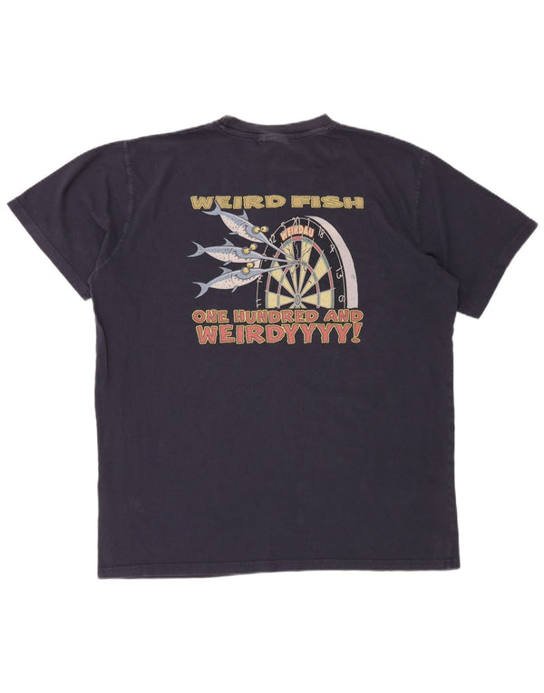 WEIRD FISH Herre grafisk T-shirt top XL marineblå bomuld