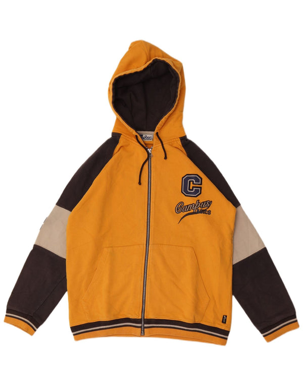 Asics Boys grafisk hættetrøje med lynlås 14-15 år Gul Colourblock Bomuld