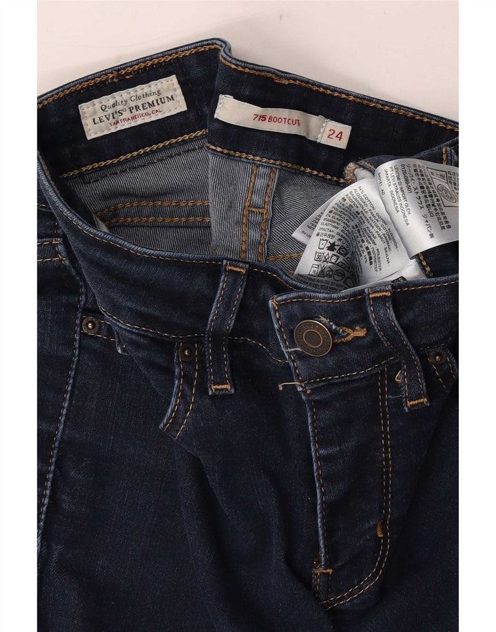 Levi's Dame 715 Bootcut Jeans W24 L26 Marineblå Bomuld