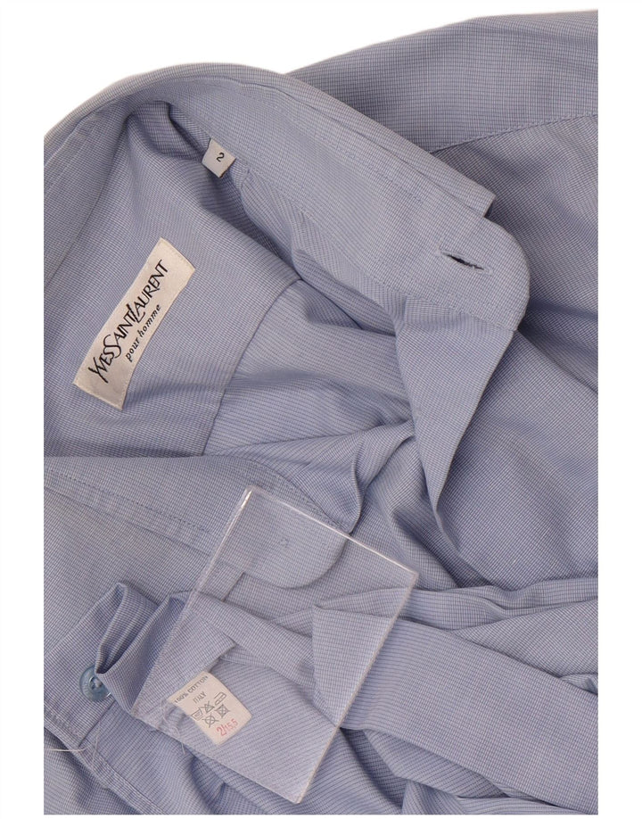 YVES SAINT LAURENT Formel Herreskjorte Stor Blå Gingham Bomuld