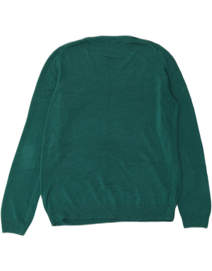 MARKS & SPENCER Womens V-Neck Jumper Sweater UK 14 Medium Green