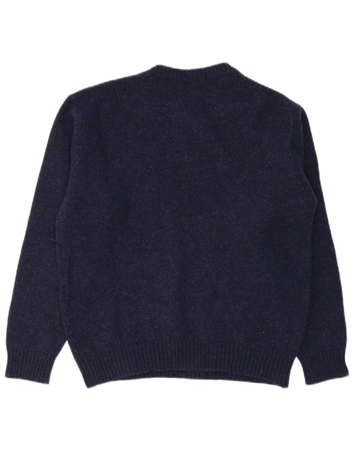 BENETTON Dame sweater med rund hals DK 16 Stor marineblå uld