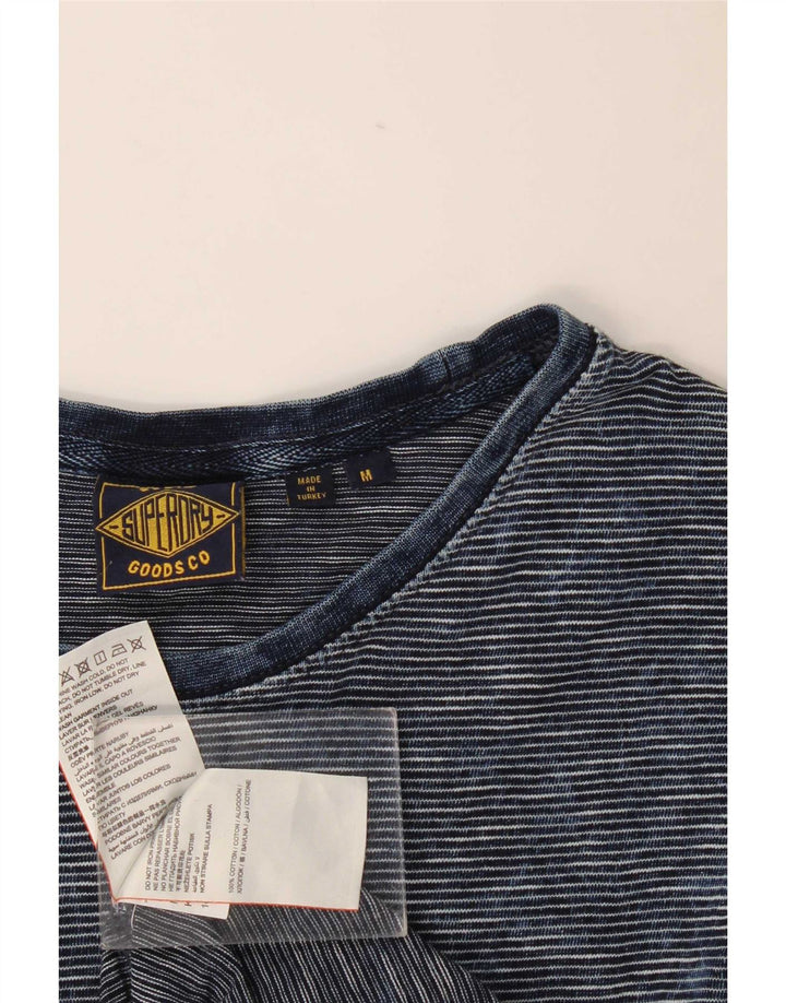 Superdry T-shirt til mænd, medium marineblå nålestribet bomuld