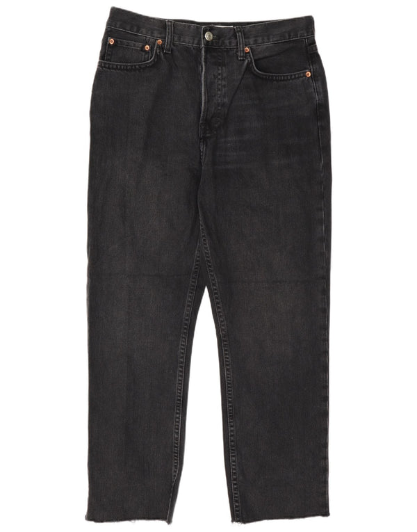 Topshop Womens Dad Crop High Rise Tapered Jeans W30 L26 Black Cotton
