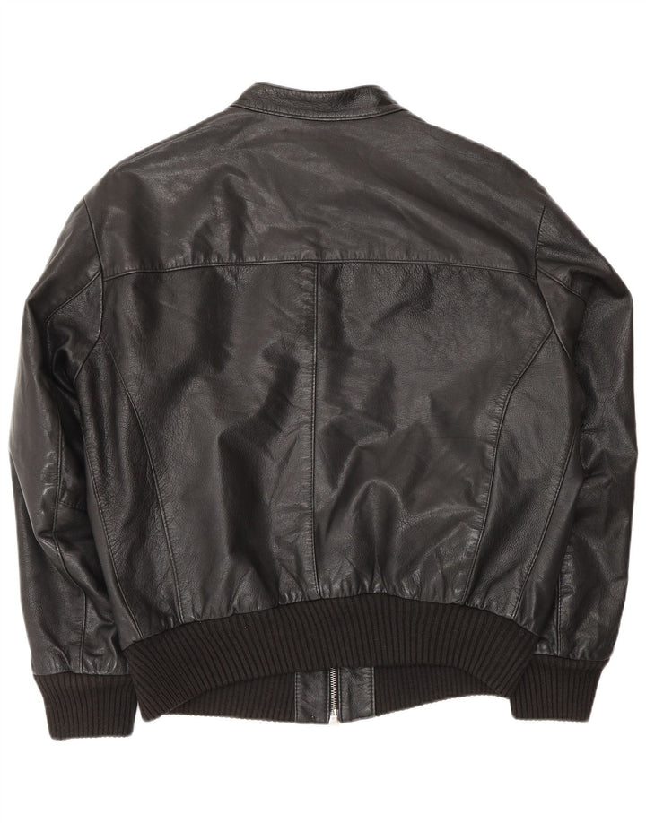 Sonny Bono Herre Bomber Læderjakke UK 38 Medium Sort