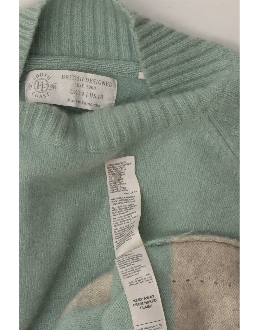 Fat Face Dame Turtle Neck Jumper Sweater UK 14 Stor turkis
