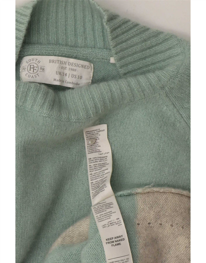 Fat Face Dame Turtle Neck Jumper Sweater UK 14 Stor turkis