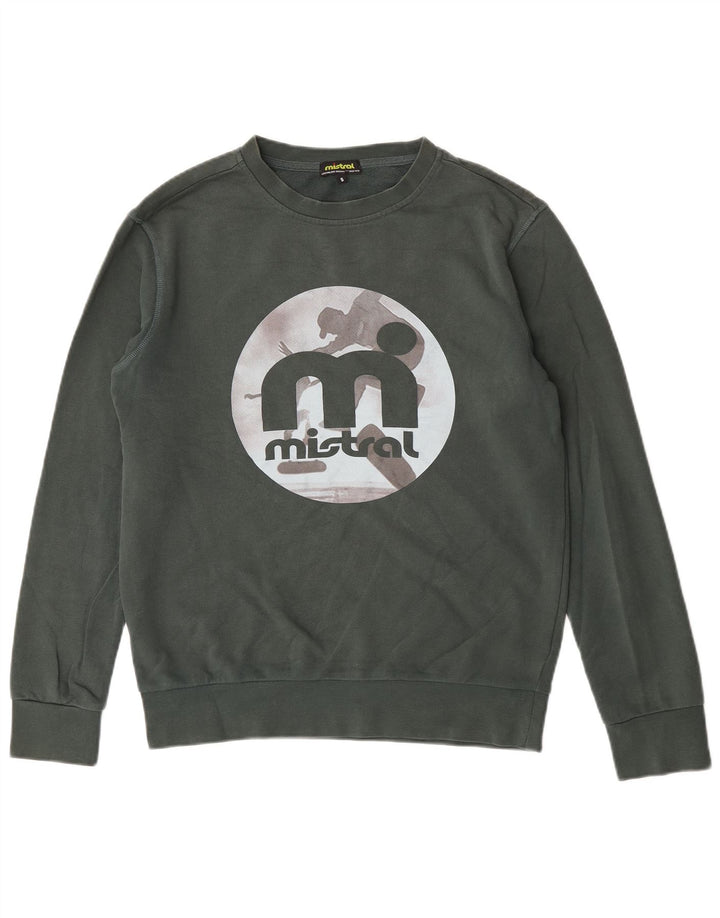 Mistral Herre Grafisk Sweatshirt Jumper Lille Grøn Bomuld