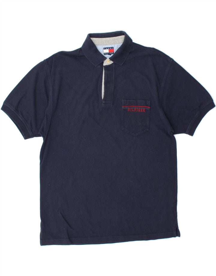 TOMMY HILFIGER Mens Polo Shirt Medium Navy Blue Vintage Tommy Hilfiger and Second-Hand Tommy Hilfiger from Messina Hembry 
