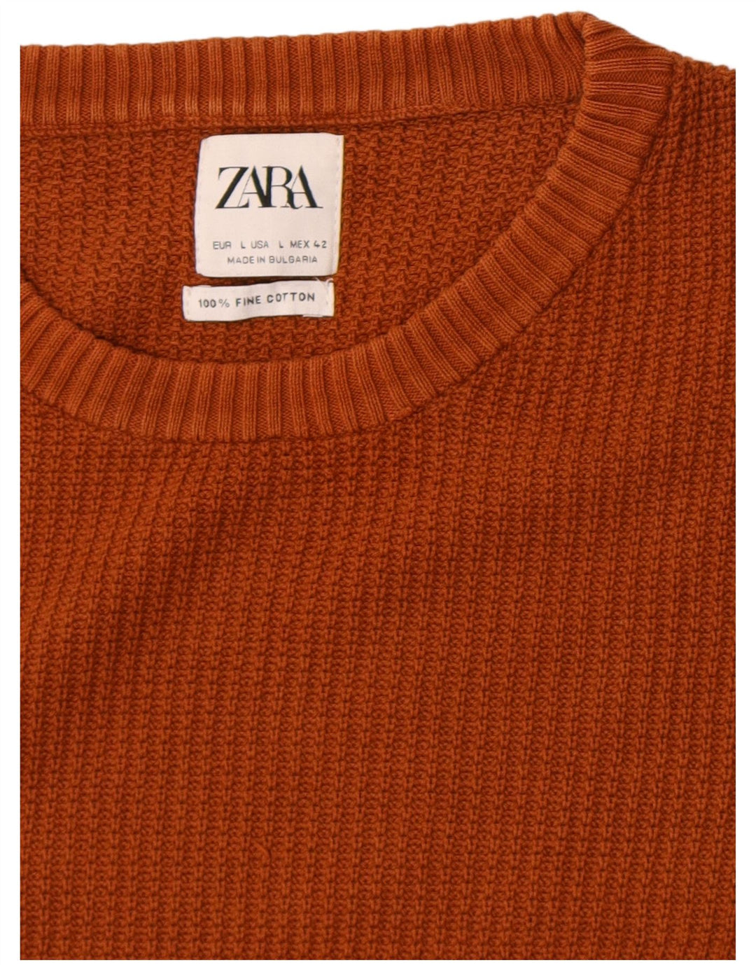 Zara Herre sweater med rund hals, stor brun bomuld