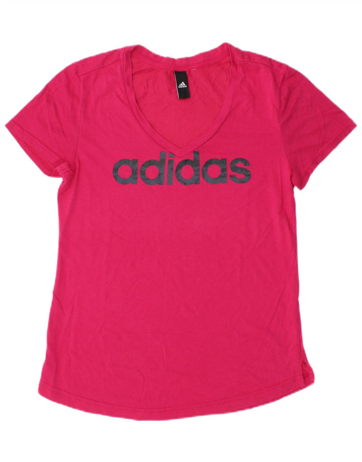 Adidas Dame Grafisk T-Shirt Top UK 12 Medium Pink