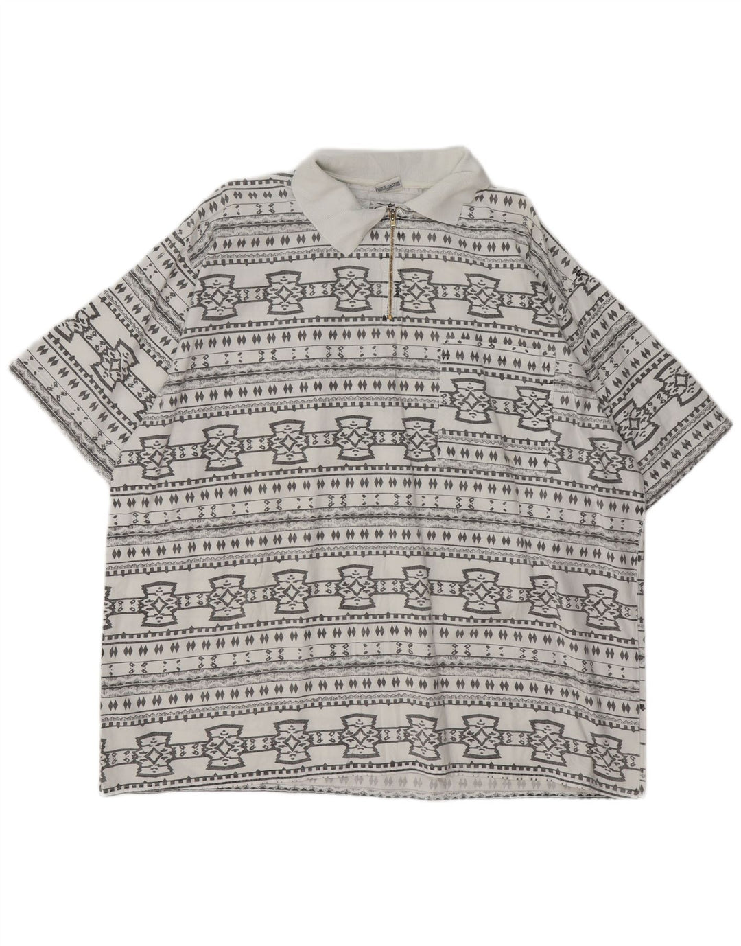 JOHN F GEE Kortærmet herretrøje 2XL Hvid geometrisk bomuld