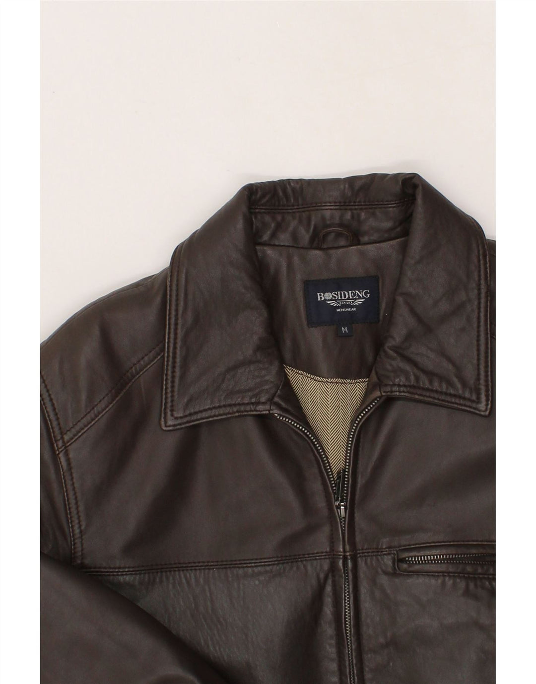 VINTAGE Læderjakke til mænd UK 38 Medium Brun Læder