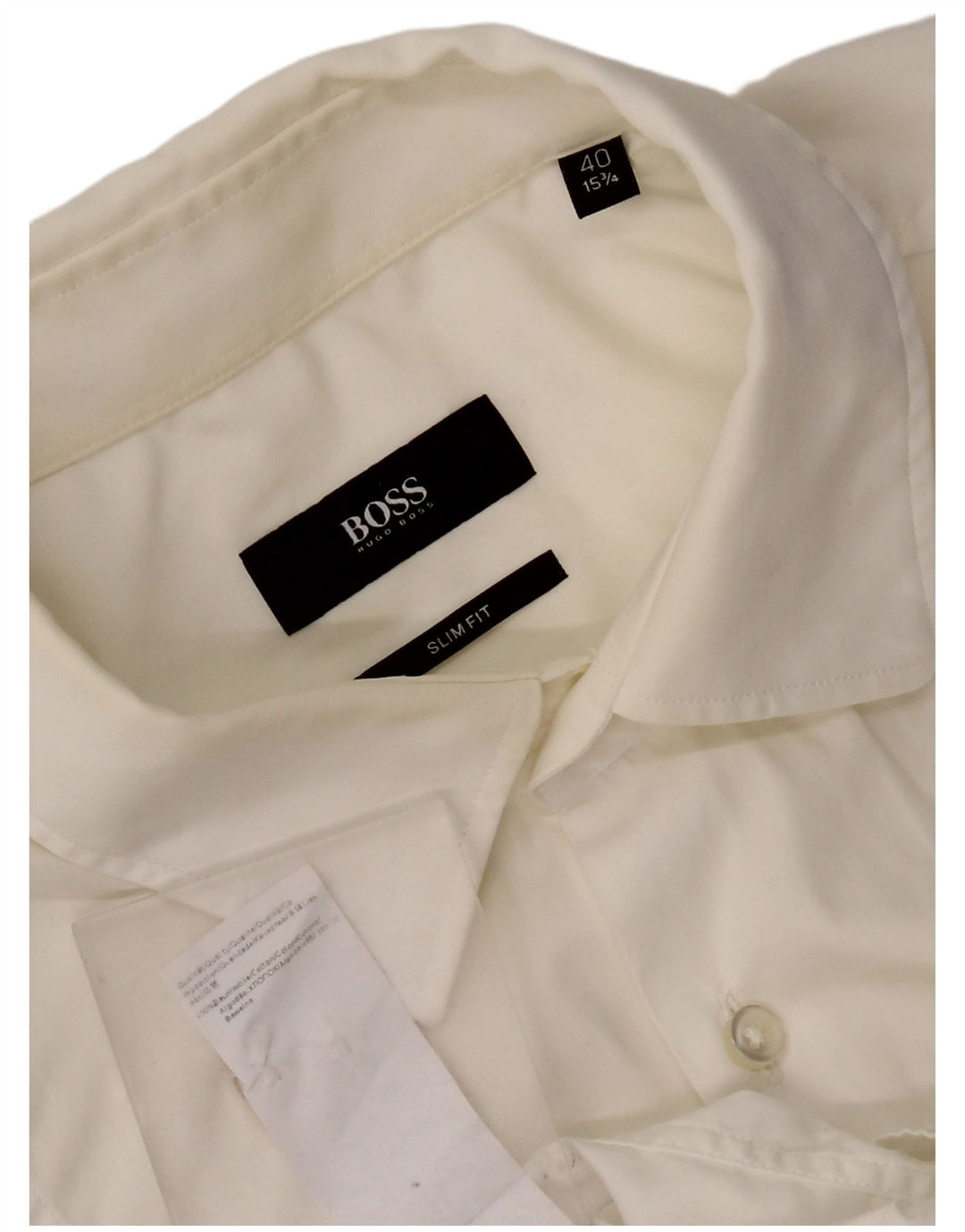 Hugo Boss Herre Slim Fit Skjorte Størrelse 40 15 3/4 Medium Hvid Bomuld