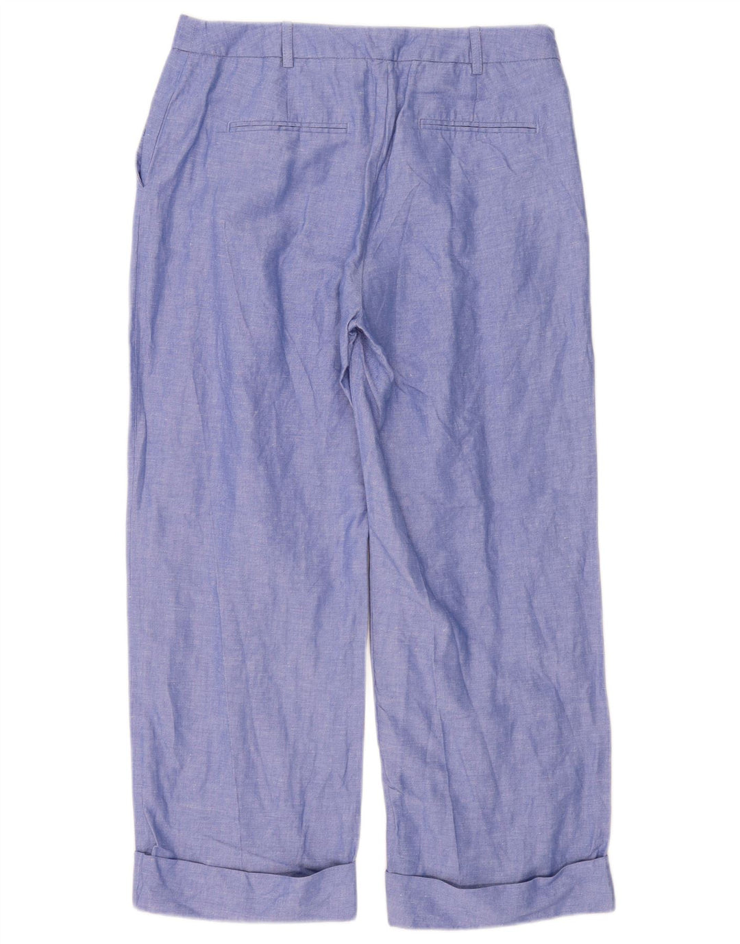 Marks & Spencer Womens Regular Cropped Trousers UK 12 Medium W32 L26 Blue