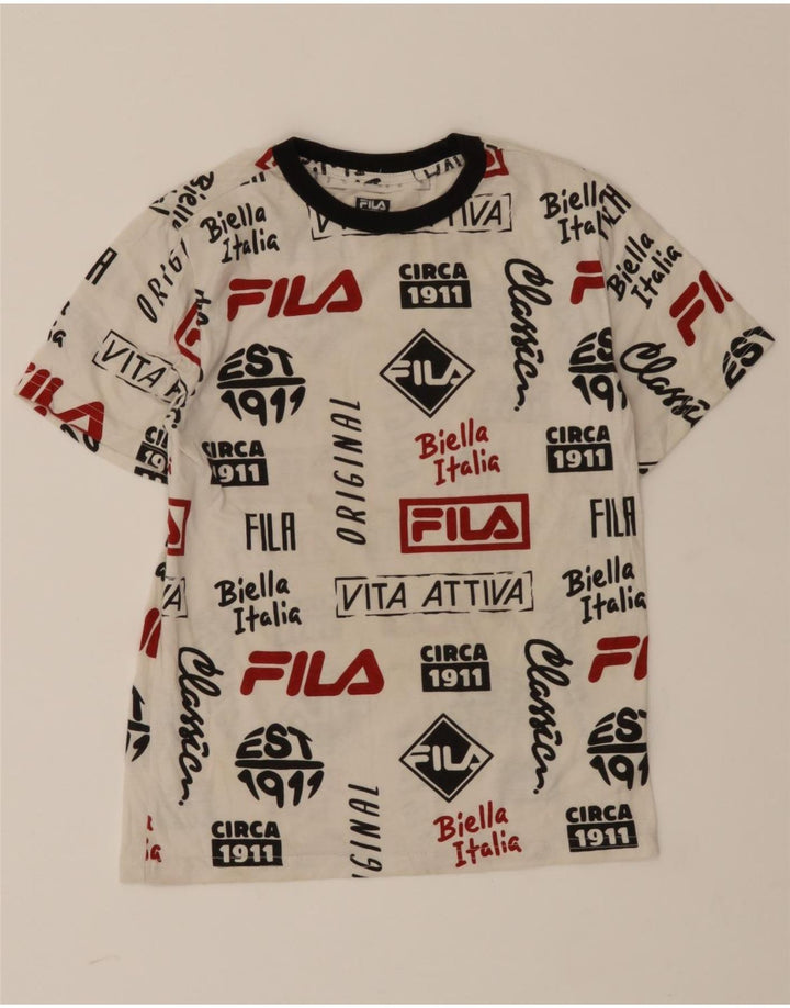 FILA Boys Graphic T-Shirt Top 10-11 Years Medium Off White Cotton Vintage Fila and Second-Hand Fila from Messina Hembry 