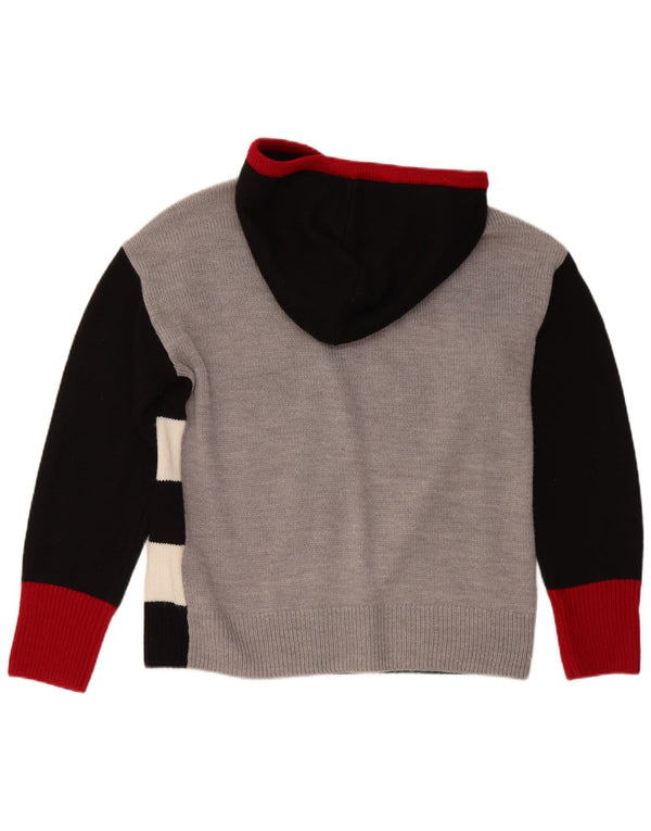 Dkny Dame Hætte Cardigan Sweater UK 14 Medium Sort Stribet Akryl
