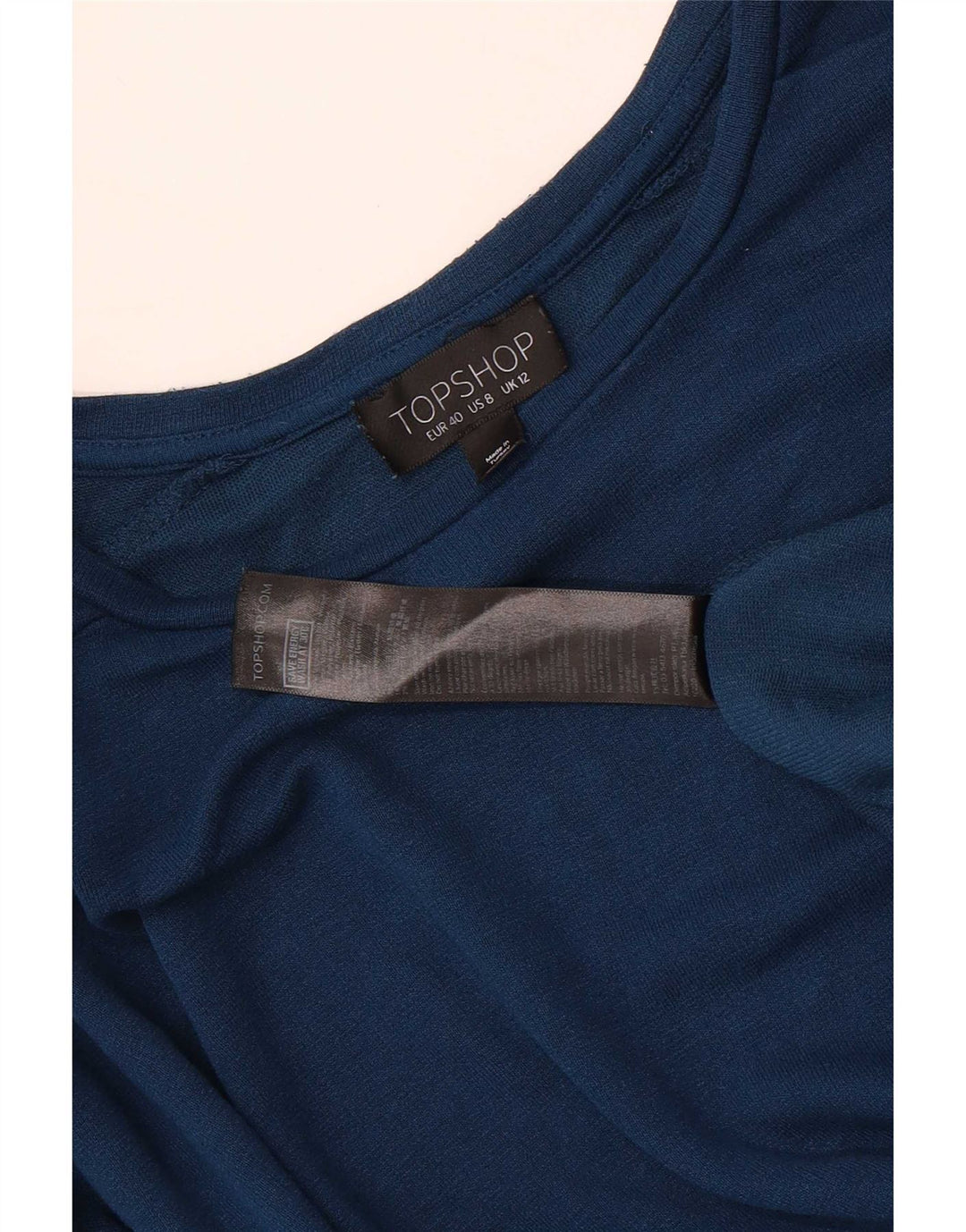 Topshop Dame Oversized Top Langærmet UK 12 Medium Blue Viscose
