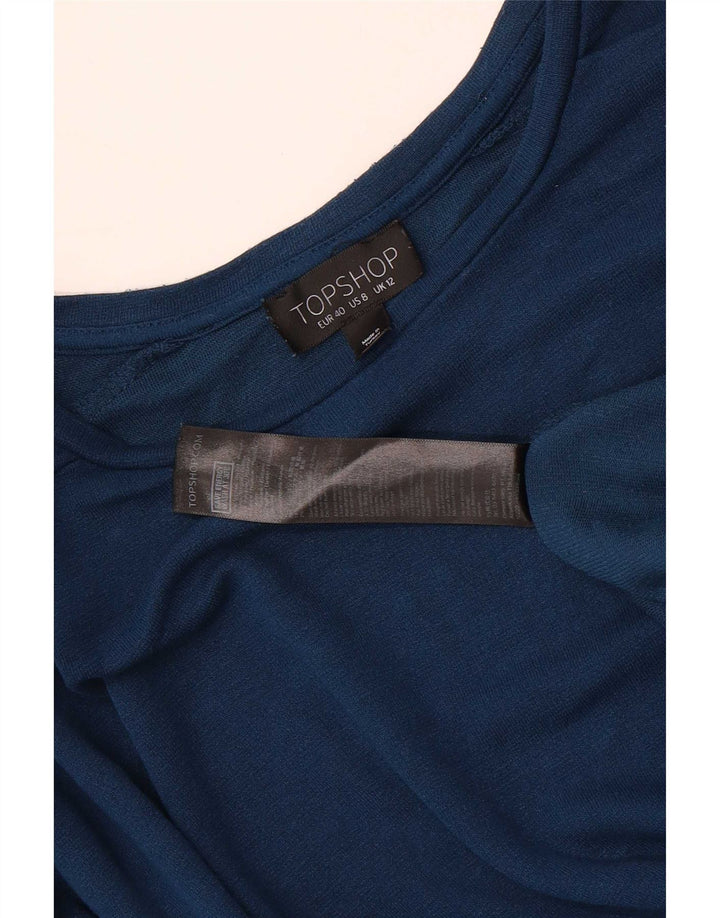 Topshop Dame Oversized Top Langærmet UK 12 Medium Blue Viscose