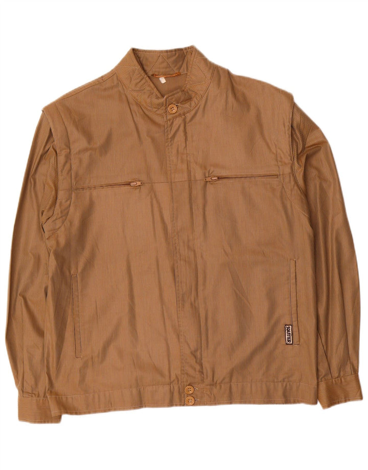 Southern Herre Utility Jacket IT 48 Medium Beige Pinstripe Polyester