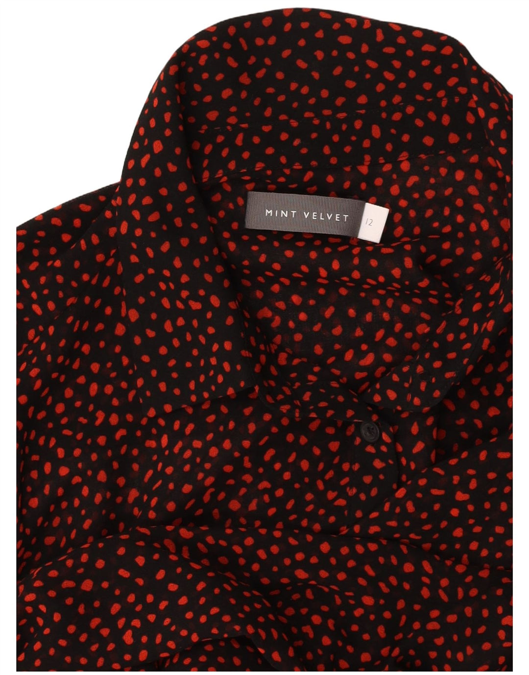 MINT VELVET Dame langærmet skjortekjole UK 12 Medium Black Spotted
