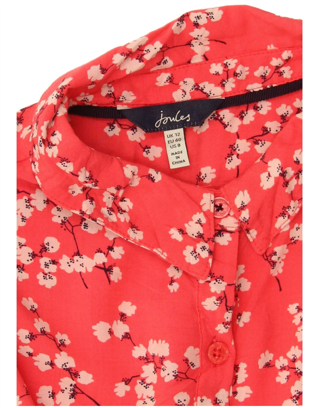 Joules skjortebluse til kvinder UK 12 Medium Red Floral Viscose