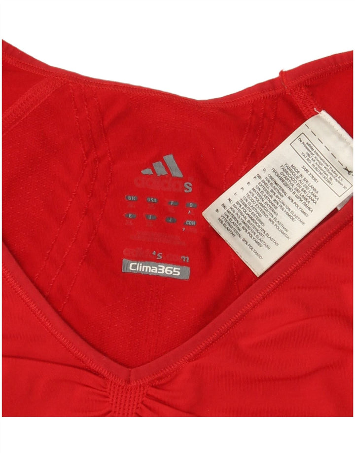 ADIDAS Dame Clima 365 T-Shirt Top UK 8 Lille Rød Nylon