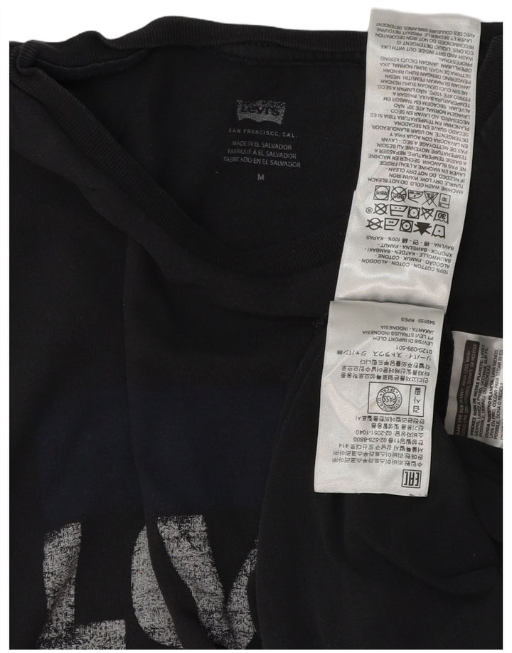 LEVI'S Womens Graphic T-Shirt Top UK 14 Medium Black Cotton
