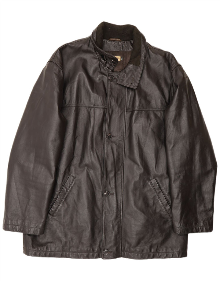 Vintage herre læderfrakke IT 58 3XL Sort