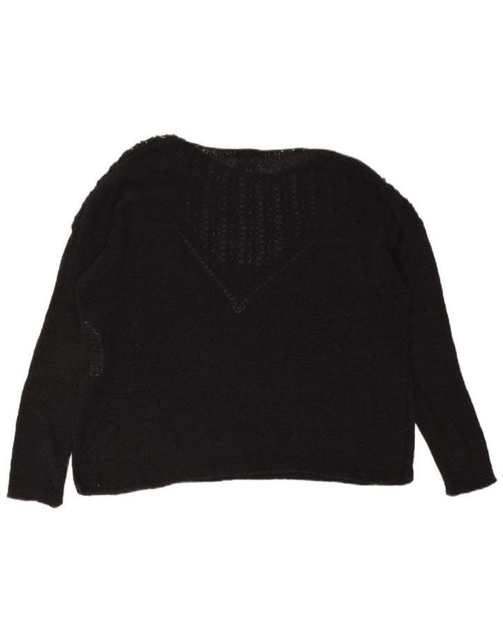 Massimo Dutti Dame Oversized Boat Neck Jumper Sweater UK 14 Medium Sort
