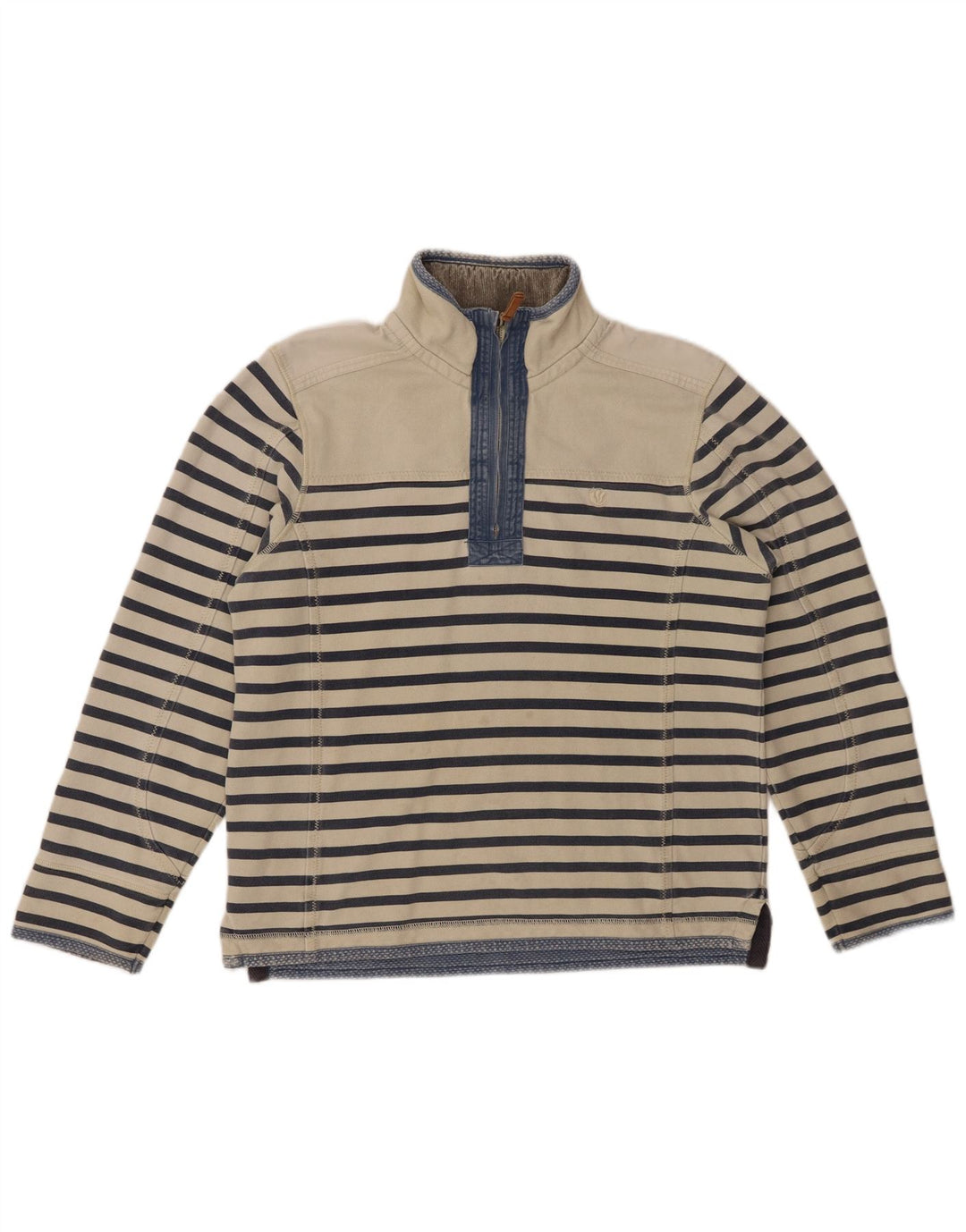 FED FACE Sweatshirt med lynlås til mænd, lille off-hvid stribet bomuld