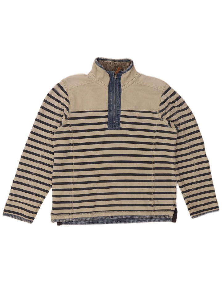 FED FACE Sweatshirt med lynlås til mænd, lille off-hvid stribet bomuld